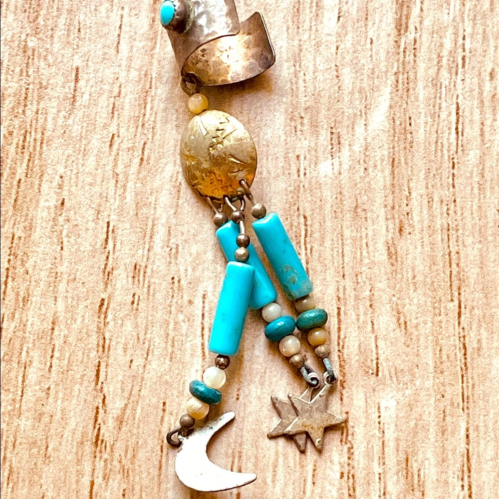 Silver and Turquoise Boho Ear Cuff